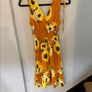 Sunflower Print Sleeveless Dress